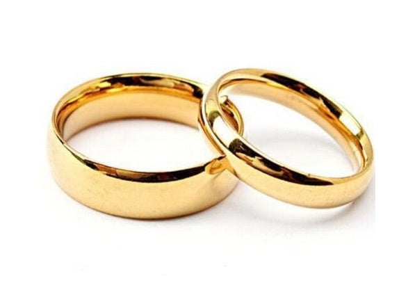 Unisex Stainless Steel Couple Ring Set U Shape Band With Smooth Finish 4mm Wide Silver Tone Rings For Him And Her