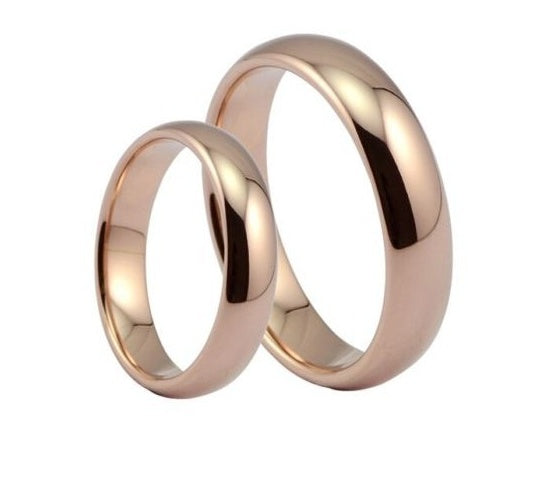 Unisex Stainless Steel Couple Ring Set U Shape Band With Smooth Finish 4mm Wide Silver Tone Rings For Him And Her
