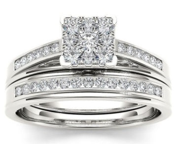 Diamond Couple Ring Geometric Alloy Jewelry For Women And Men