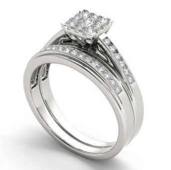 Diamond Couple Ring Geometric Alloy Jewelry For Women And Men