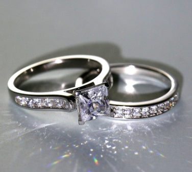 Diamond Couple Ring Geometric Alloy Jewelry For Women And Men