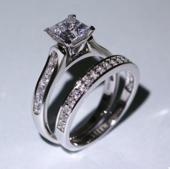 Diamond Couple Ring Geometric Alloy Jewelry For Women And Men