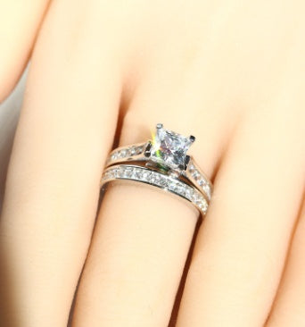 Diamond Couple Ring Geometric Alloy Jewelry For Women And Men