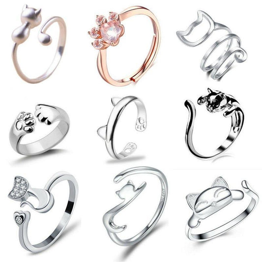 Elegant Open Cat Head Ring Made From Korean Alloy Adjustable Fashion Jewelry For Women With Comfortable Fit Now