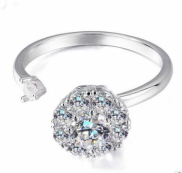 Rotating Fidget Ring Zircon Inlaid Geometric Spinner Jewelry Copper Plated Durable For Stress Relief Smooth Spin Action