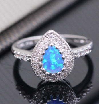 Elegant Water Drop Opal Ring Exquisite Zinc Alloy Design Adds Sparkle Charm Fashion Jewelry For Women As Shown
