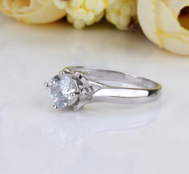 Womens Elegant Double Swan Diamond Zircon Ring White Copper Plated Jewelry For Marriage Engagement Anniversary