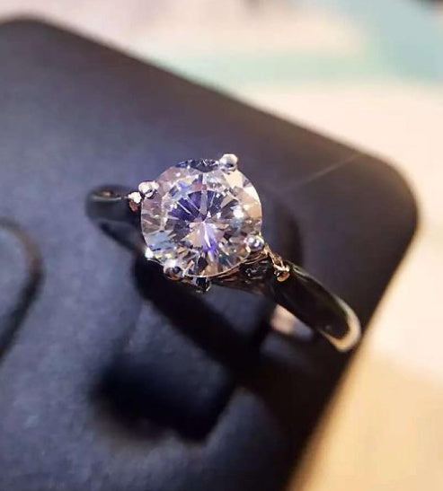 Womens Elegant Double Swan Diamond Zircon Ring White Copper Plated Jewelry For Marriage Engagement Anniversary