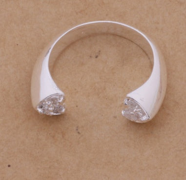 Sterling Silver Diamond Studded Opening Ring Purity Band With Silver Plated Finish Korean Version Purity Process
