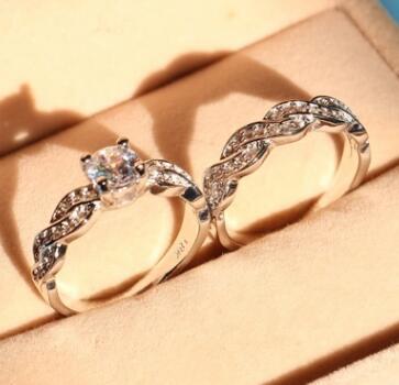 His And Hers Matching Wedding Ring Set Couple Bands Zinc Alloy Engagement And Wedding Rings Silver Silver Tone