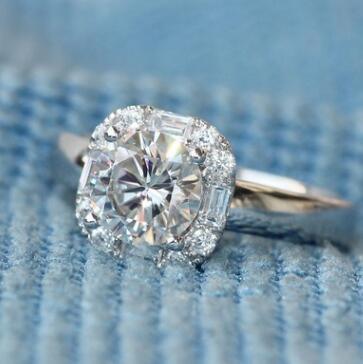 Round Diamond Ring For Women European American Cross Border Party Engagement Copper Ring Geometry Size Six Ten