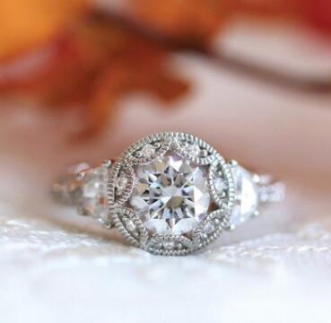 Copper Zircon Ring Half Moon Inlay Engagement Ring For Wedding Bridal Jewelry Gift Elegant Enduring Style Here