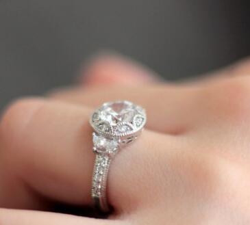 Copper Zircon Ring Half Moon Inlay Engagement Ring For Wedding Bridal Jewelry Gift Elegant Enduring Style Here