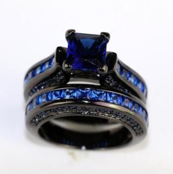 Fashion Jewelry Ring Blue Zircon Zinc Alloy Elegant Design For Women And Girls Sizes 5 To 12 Black High Glossy