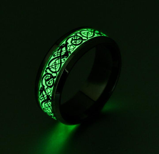 Dragon Ring Stainless Steel Nighttime Luminescence Ring Luminous Glow In The Dark Band Jewelry Stainless Steel