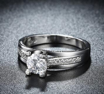 Womens 18K Gold Plated Diamond Ring Heart And Arrow Engagement Jewelry Gift For Her Wedding Anniversary Sparkling