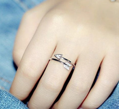 Adjustable Cupid Arrow Ring Elegant Tail Ring Jewelry Copper Color White Gift For Women Simple Band Fine Craft