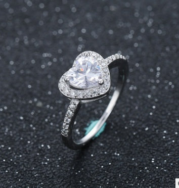 Heart Shaped Zircon Ring White Copper For Women Dainty Elegant Versatile Jewelry Gift For Her Everyday For Her