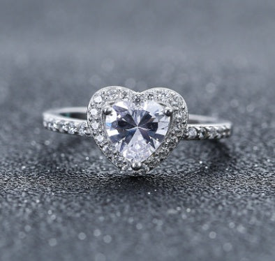 Heart Shaped Zircon Ring White Copper For Women Dainty Elegant Versatile Jewelry Gift For Her Everyday For Her