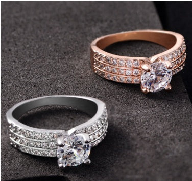 Zircon Diamond Ring Copper Plated Fashion Jewelry For Women Engagement Gift Dazzling Elegant Accessory Sparkle