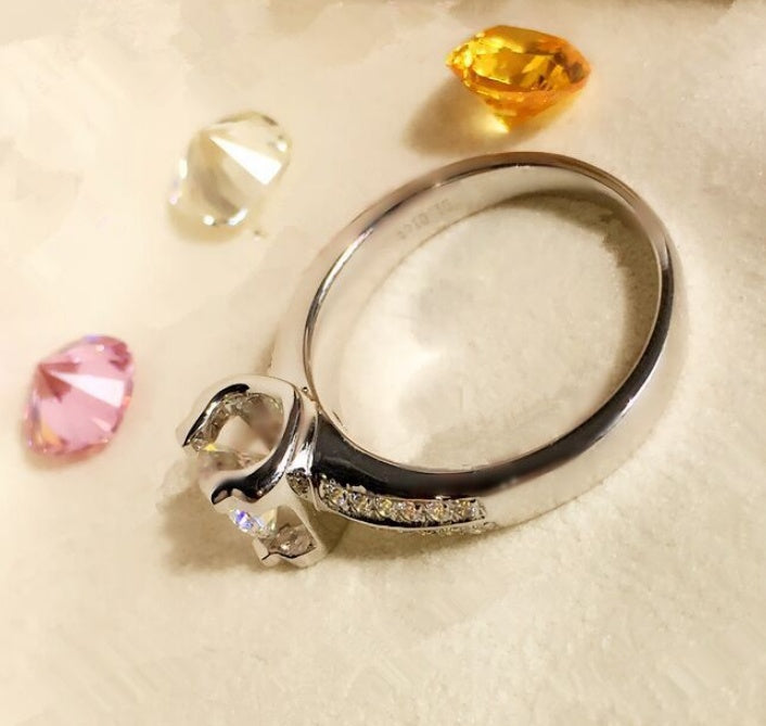 Mens Classic Four Claw Tauren Drill Ring White Copper Plated Band Durable Fashion Jewelry Gift Ideal Accessory