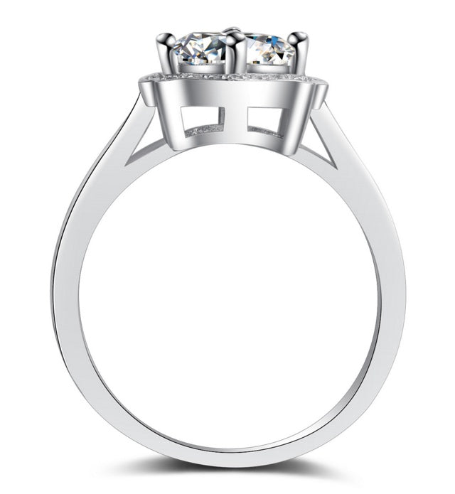 Womens Simulated Diamond Ring Round Cut Electroplated Platinum White Gold Tone Wedding Engagement Jewelry Ring