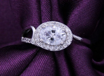 Denim Look Diamond Shaped Copper Ring With AAA Zircon Geometric Design Plated Jewelry For Women And Girls