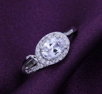 Denim Look Diamond Shaped Copper Ring With AAA Zircon Geometric Design Plated Jewelry For Women And Girls