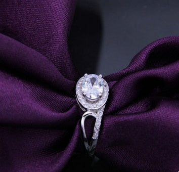 Denim Look Diamond Shaped Copper Ring With AAA Zircon Geometric Design Plated Jewelry For Women And Girls