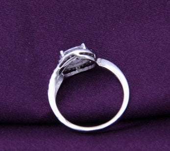 Denim Look Diamond Shaped Copper Ring With AAA Zircon Geometric Design Plated Jewelry For Women And Girls