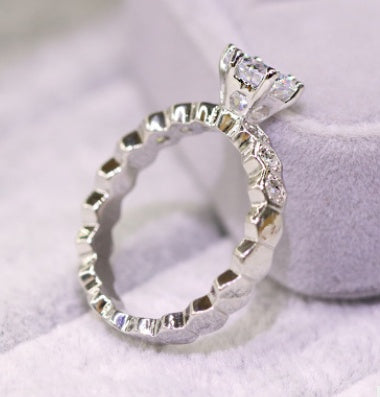 Womens Diamond Ring Honeycomb Design Gold Plated Copper Couple Promise Anniversary Fashion Jewelry Of Elegance