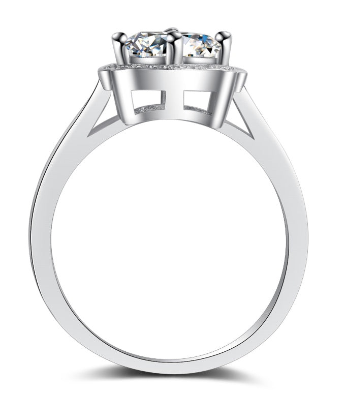 Women's Diamond Ring Platinum Plated Simulated Gemstone Wedding Engagement Dainty Elegant Jewelry Shiny Finish