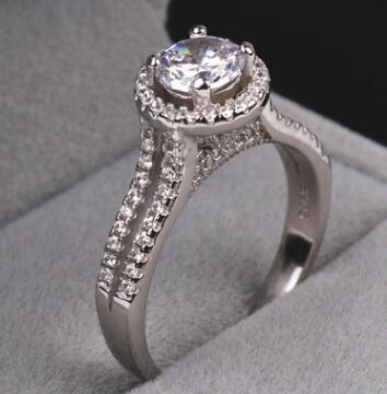 Simulation Diamond Ring For Women Double Row Ball Design Classic Four Prong Diamond Ring Copper Size 5 11 Sparkle