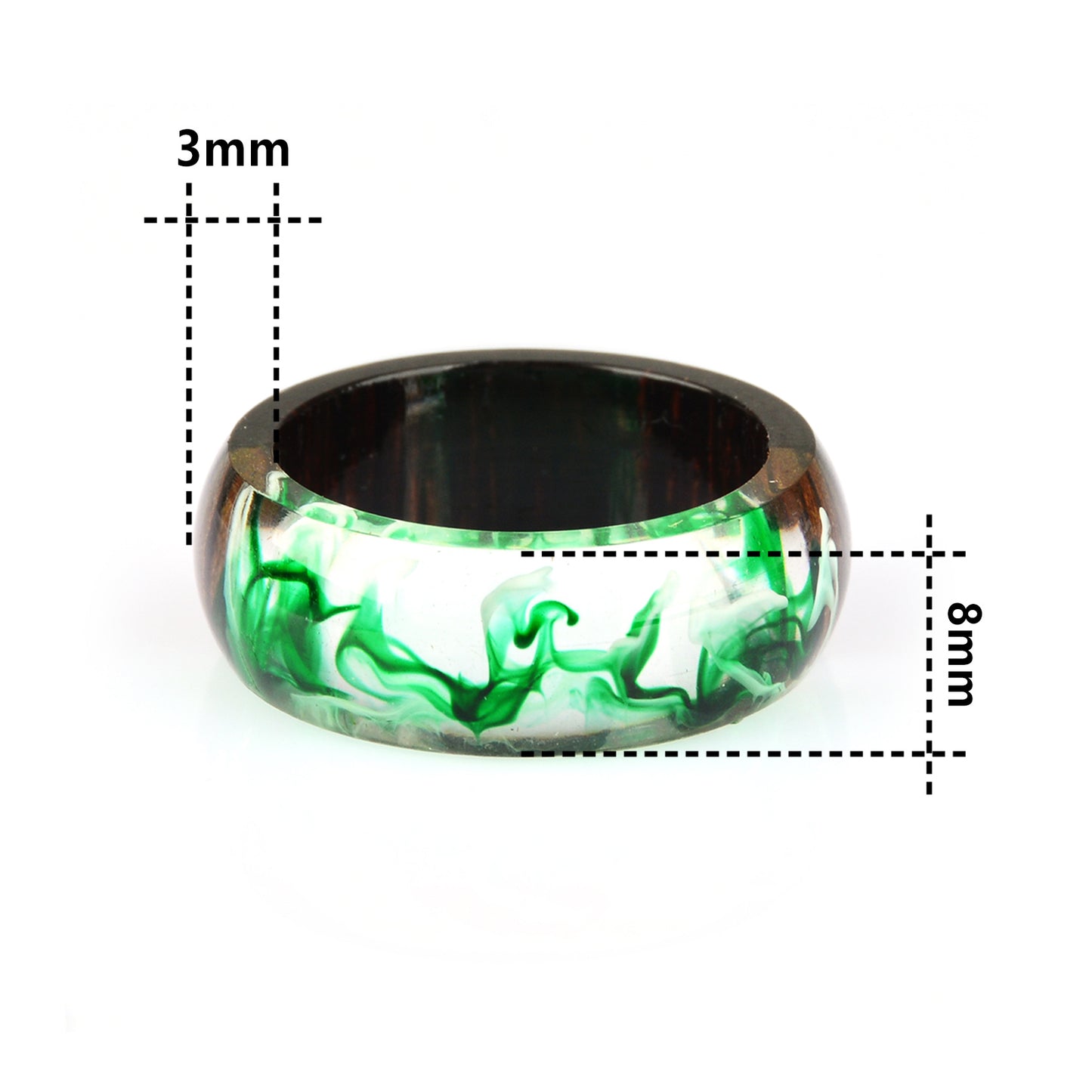 Two Tone Wood Resin Ring Unisex Gold Foil Inlay 17mm 18mm 19mm 20mm 21mm Elegant Unisex Resin Ring Casual Wear