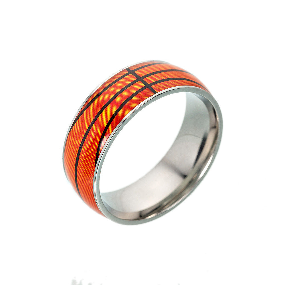 Titanium Steel Sports Ring 8mm Wide Band For Football Fans And Basketball Rugby Baseball Enthusiasts For Athletes