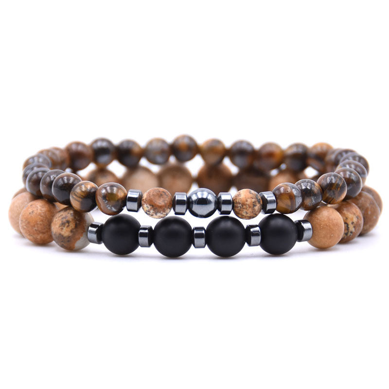 Natural Stone Bracelet With Alloy Accents Elastic Line Design For Women And Girls 19cm Modern Everyday Style A