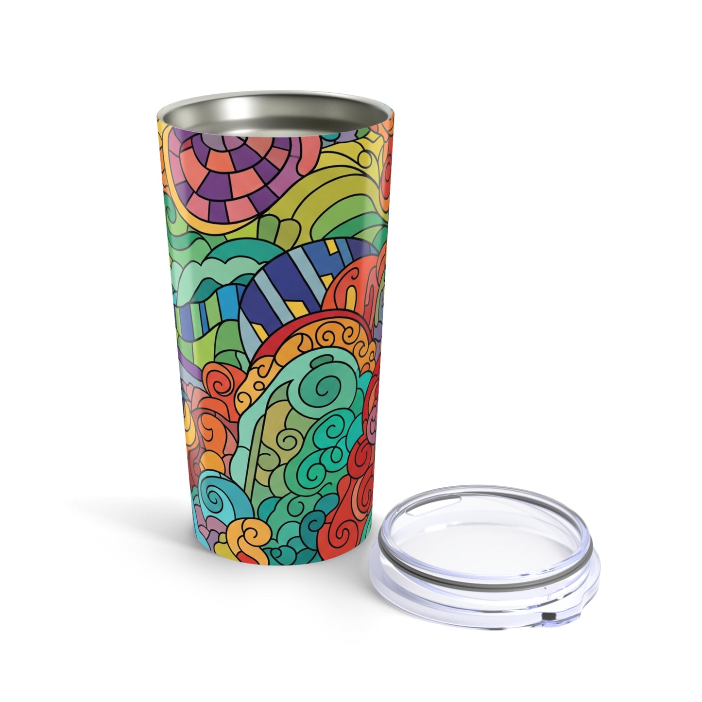 20oz Stainless Steel Tumbler Double Wall Vacuum Insulation Spill Resistant Lid Keeps Hot Or Cold Beverages Printed