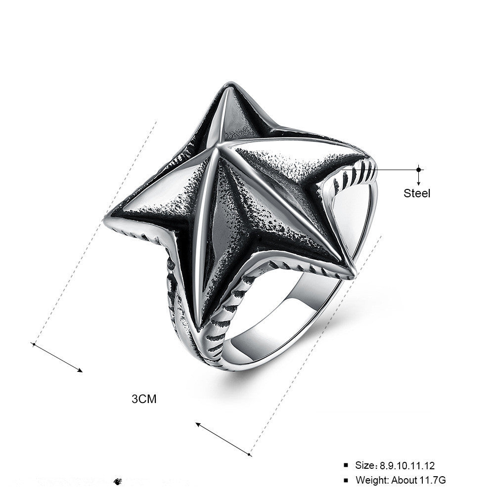 Personalized Star Titanium Steel Ring for Unisex Silver Jewelry Accessory Sizes 8 9 10 12 Electroplated Finish