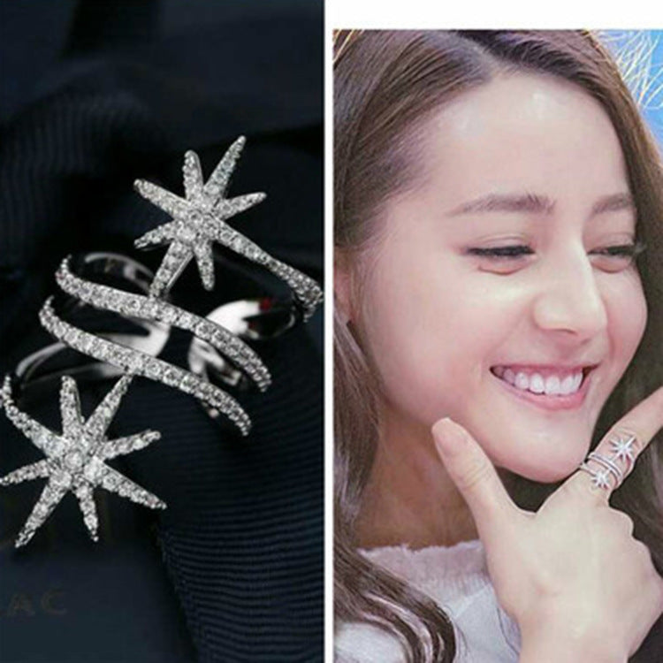 Index Finger Ring Brass and White Steel Star Design Ring Perfect Gift for Celebrations Travel Business Opening