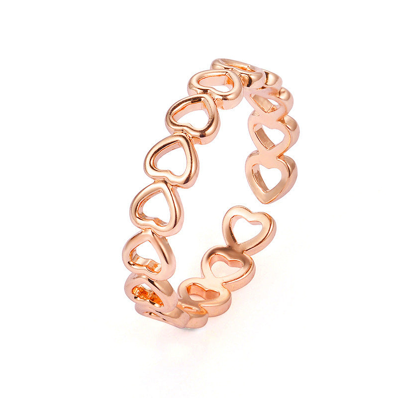 Womens Adjustable Copper Ring Heart Design Electroplated