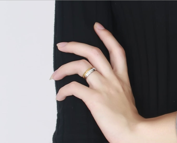 Couples Diamond Inlaid Titanium Ring Set For Him And Her Elegant Durable Promise Jewelry For Anniversary Gifts