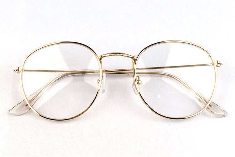 Retro Metal Frame Glasses Full Rim Flat Mirror Eyewear For Men And Women Zero Degree Trendy Fashionable Eyeglasses
