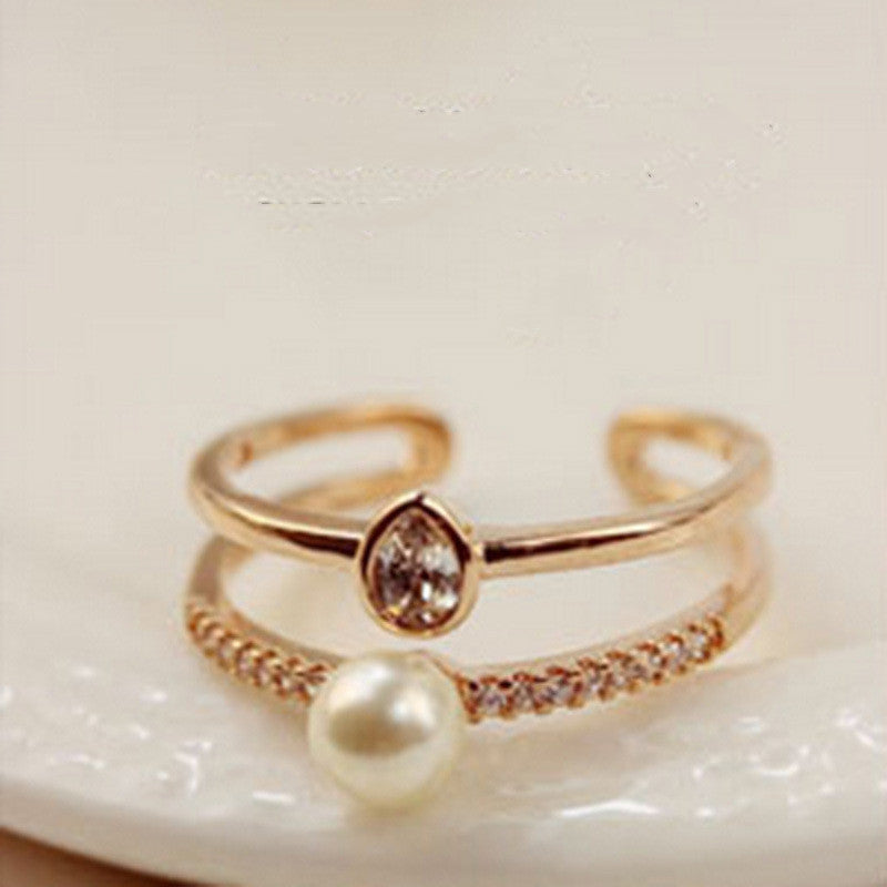 Korean Style Zircon Inlaid Ring For Women Geometric Design Gift Holiday Packaging Elegant Everyday Accessories