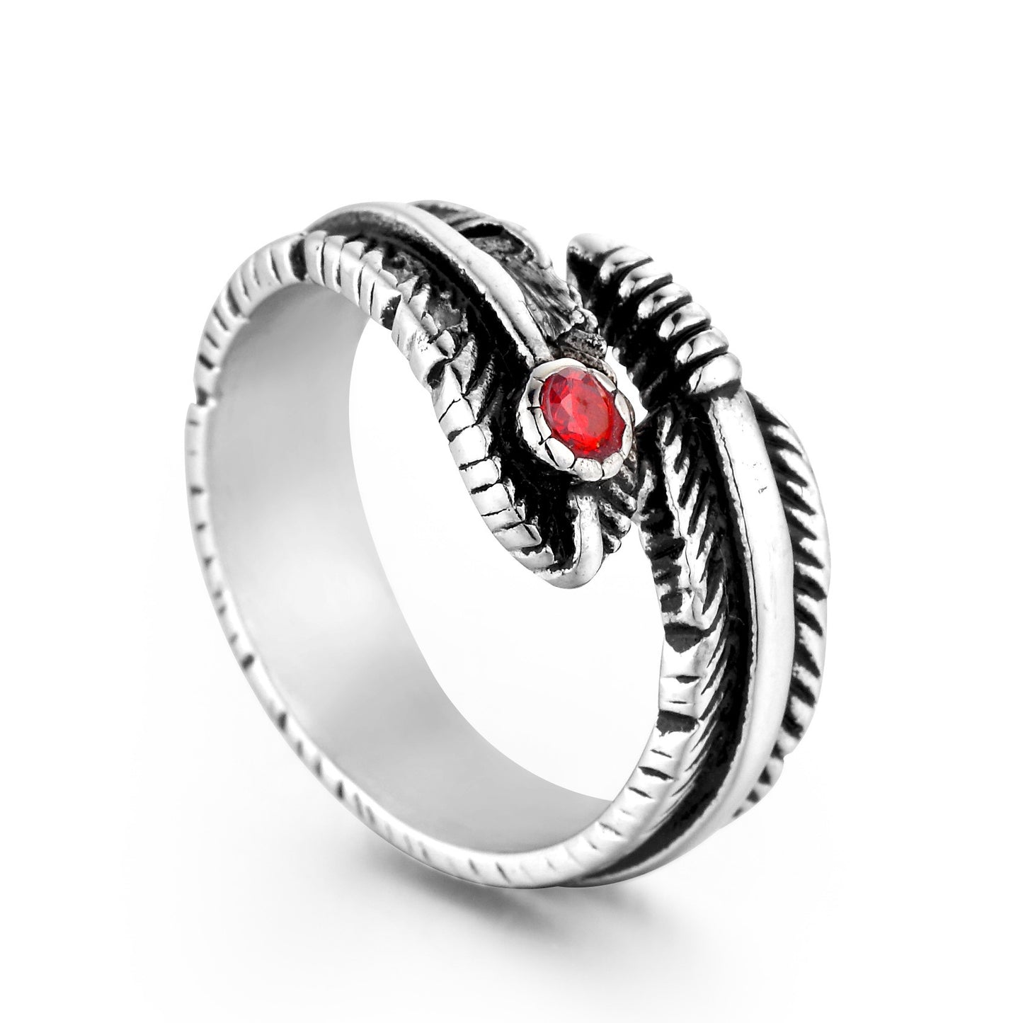 Titanium Steel Feather Ring European Vintage Personality Ring Travel Souvenir Ring for Men and Women Fashion Jewelry Gift Accessories Band Ring