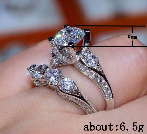 Wedding Zircon Ring For Women Copper Band White Gold Color Zircon Stones 6 7 8 9 10 Elegant Copper Zircon Band