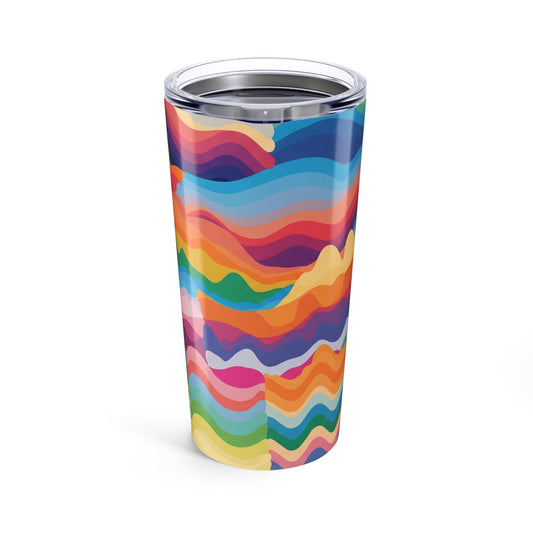 Twenty Ounce Stainless Steel Coffee Mug With Printed Artwork Double Wall Vacuum Insulated Leak Proof For Hot Or