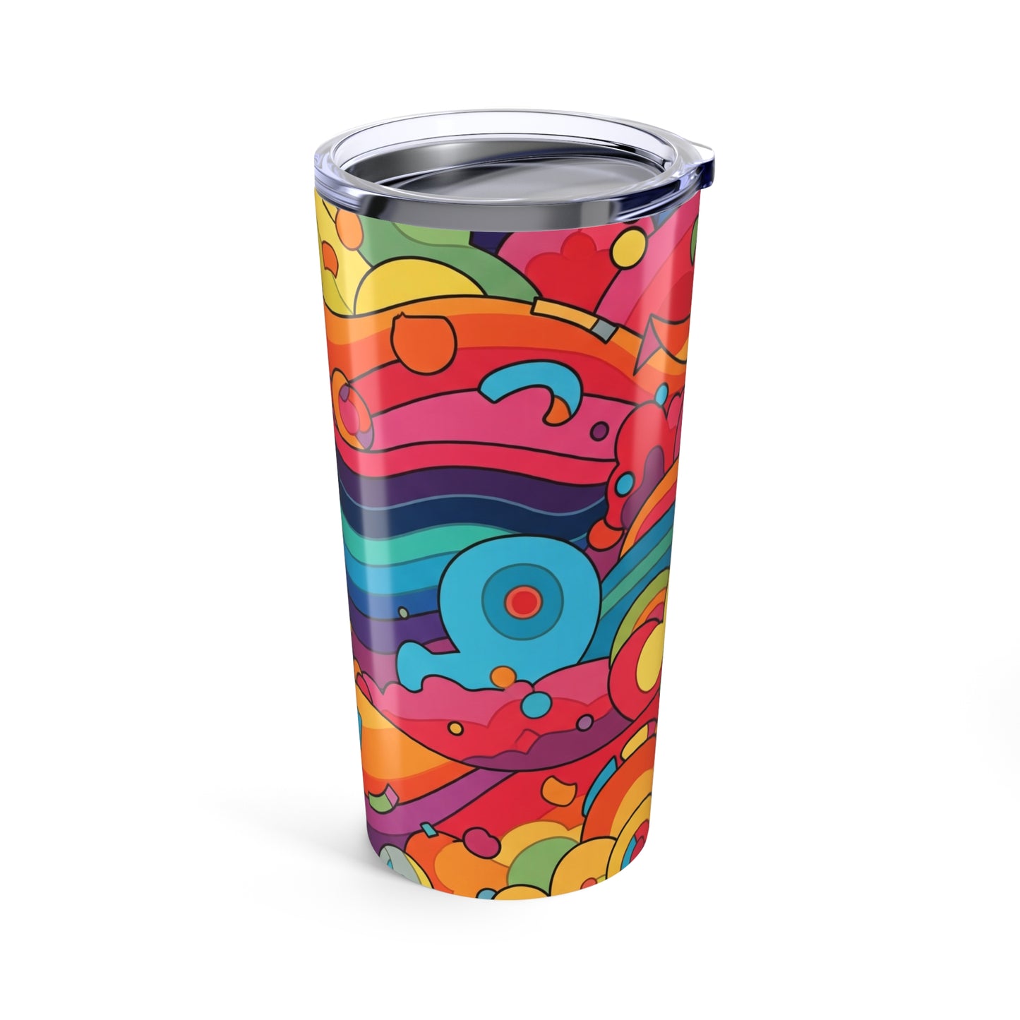 20 Ounce Stainless Steel Tumbler With Printed Design Double Wall Vacuum Insulation Spill Resistant Thermal Coffee