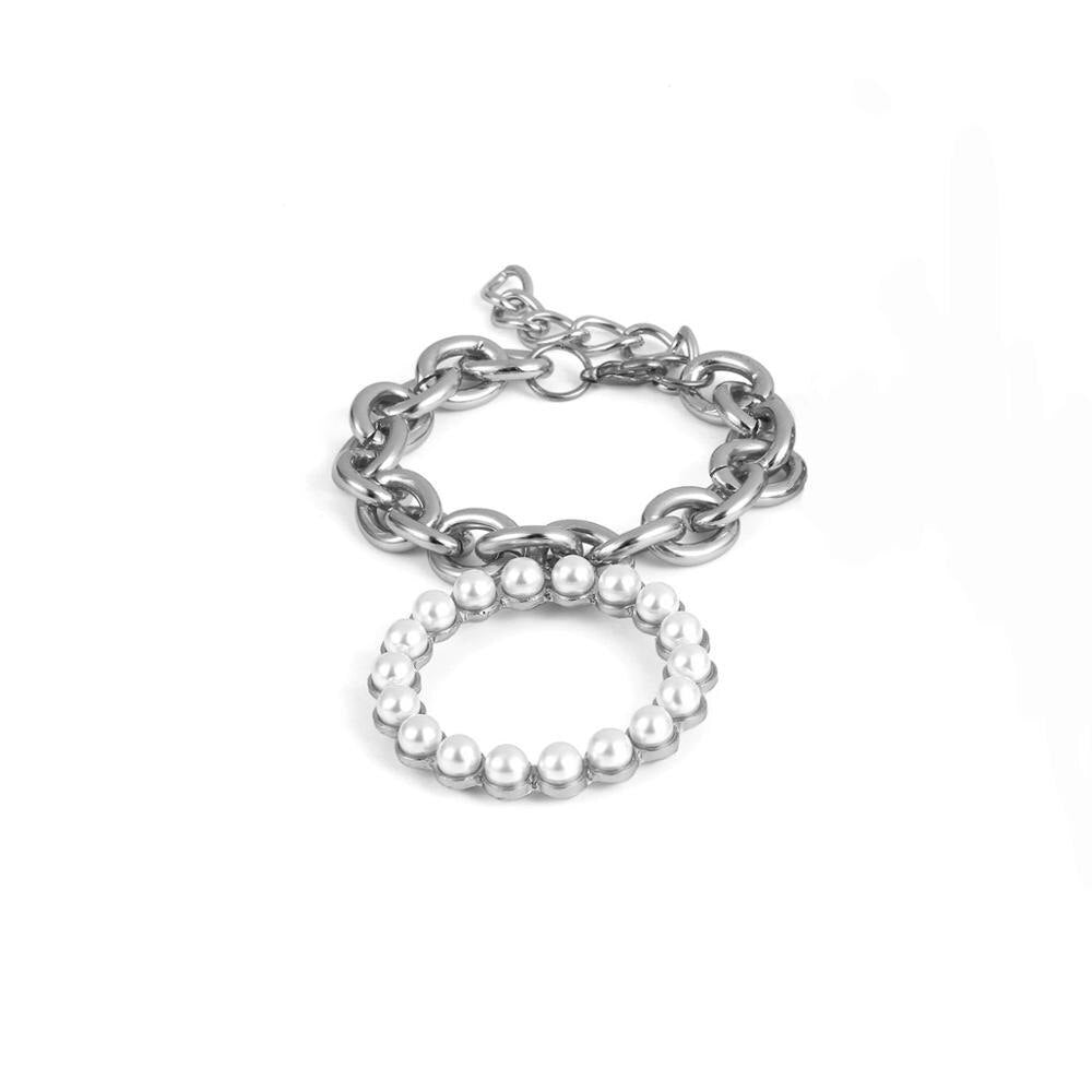 Womens Layered Pearl Like Alloy Bracelet With Exaggerated Crab Geometry Zodiac Charm Jewelry For Everyday Wear