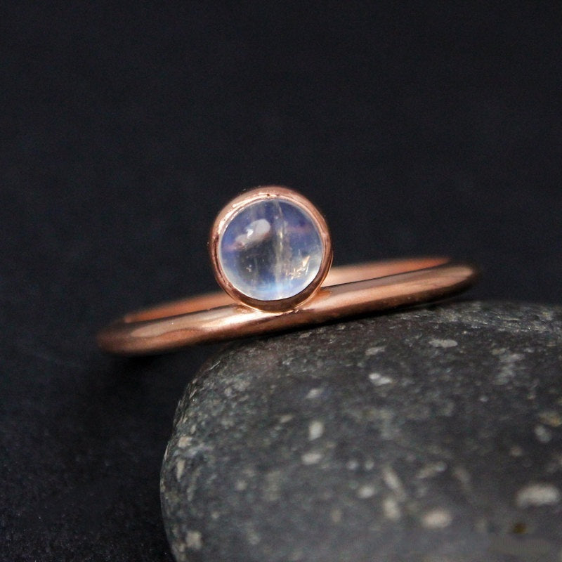 Womens Geometric Moonstone Ring 14K Gold Plated Copper Delicate Lightweight DiamondAccent Jewelry Everyday Use