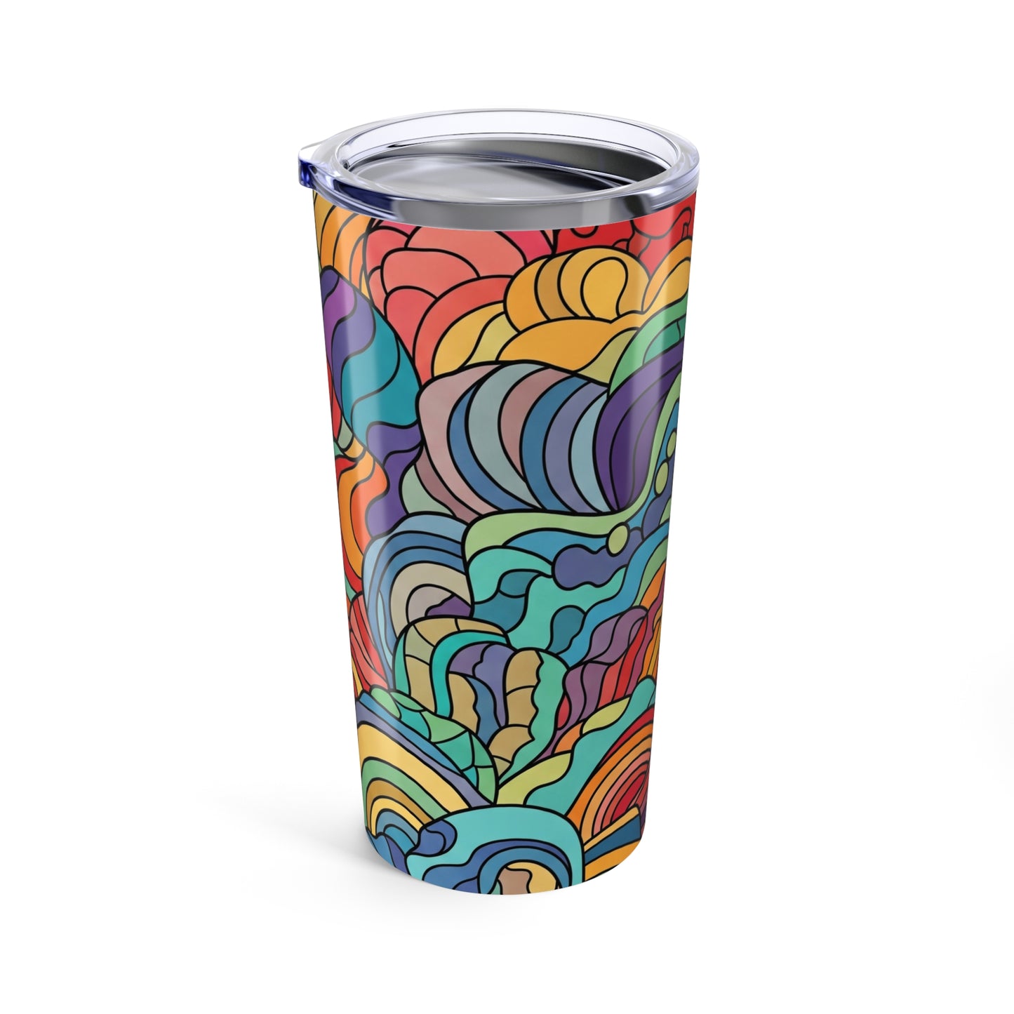 20 Oz Stainless Steel Printed Tumbler Double Wall Vacuum Insulation Travel Mug Spill Resistant Lid Dishwasher Safe